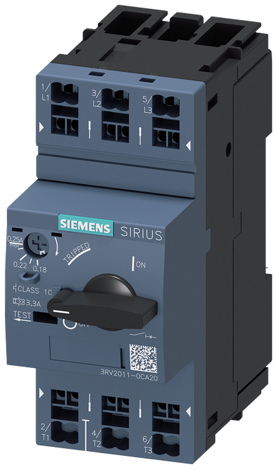 Siemens SIRIUS 3RV20 motor protection circuit breaker, frame size S00 3RV2011-0CA20