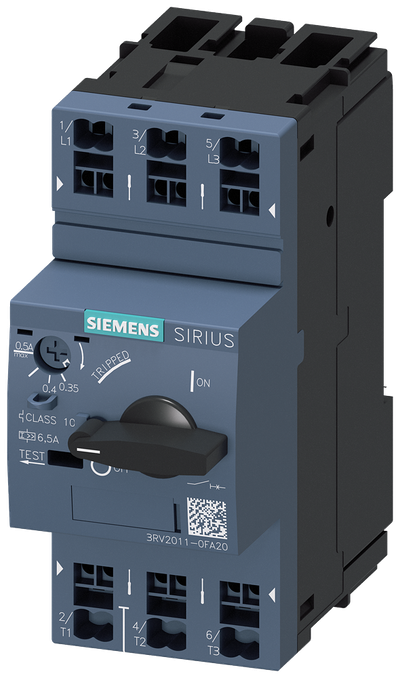 Siemens SIRIUS 3RV20 motor protection circuit breaker, frame size S00 3RV2011-0FA20