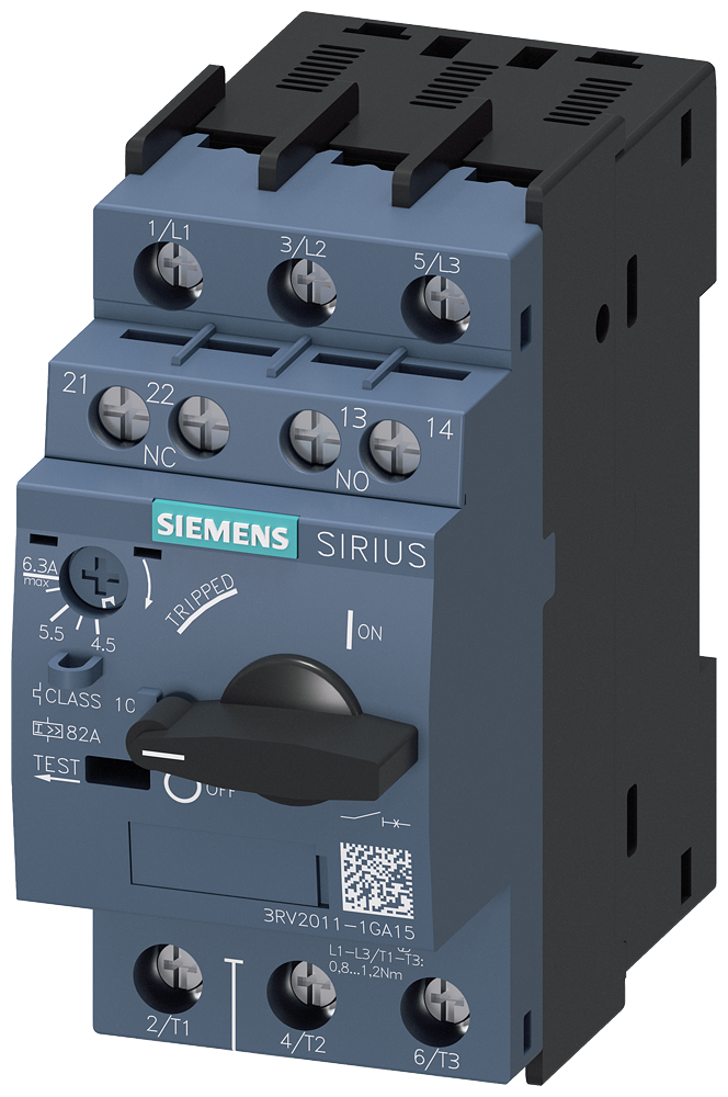 Siemens SIRIUS 3RV20 motor protection circuit breaker, frame size S00 3RV2011-1GA15