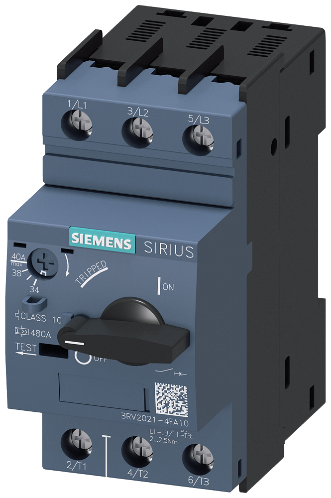 Siemens SIRIUS 3RV20 motor protection circuit breaker, frame size S0 3RV2021-4FA10