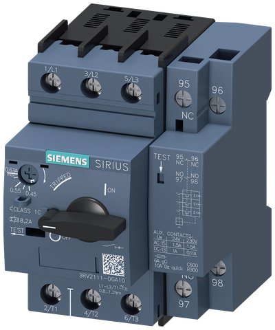 Siemens SIRIUS 3RV20 motor protection circuit breaker, frame size S00 3RV2111-0GA10