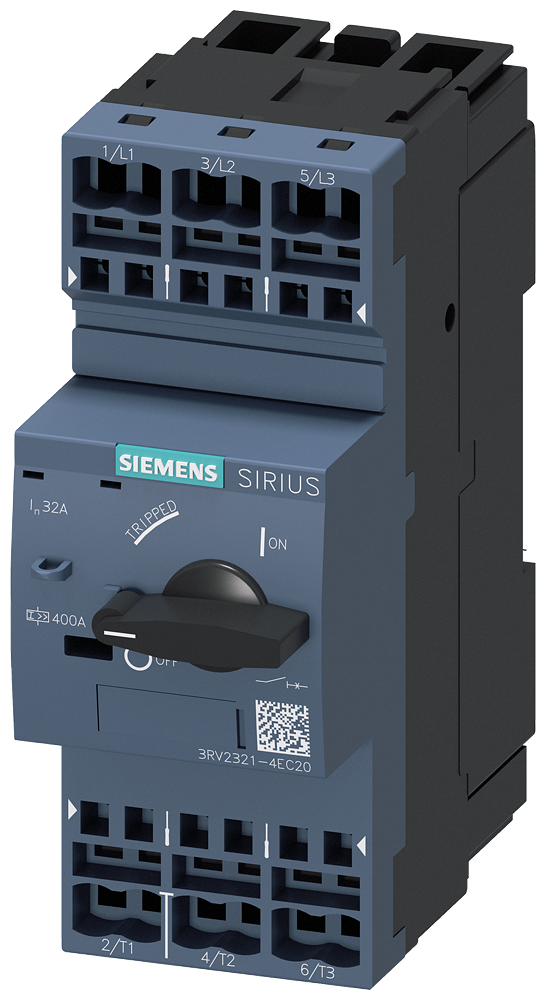 Siemens Circuit Breaker, 32 A, 3-Pole, Spring Clamp Connection (3RV2321-4EC20)