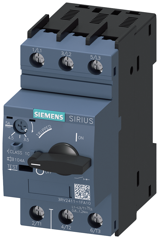 Siemens Motor protection circuit breaker rated current 3