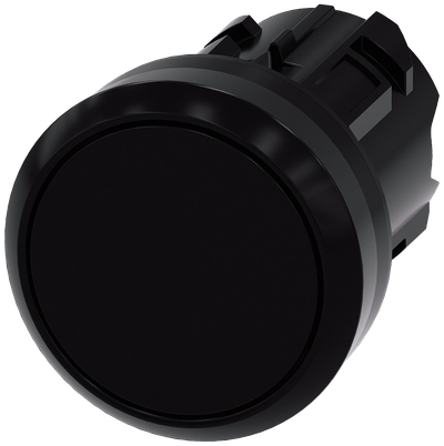 Siemens SIRIUS Pushbutton, 22 mm, round, plastic, black, pushbutton, flat, latching, Push-to-release mechanism