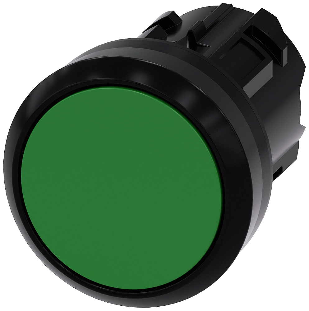 Siemens SIRIUS ACT Pushbutton, 22 mm, round, plastic, green, pushbutton, flat momentary contact type (3SU1000-0AB40-0AA0)