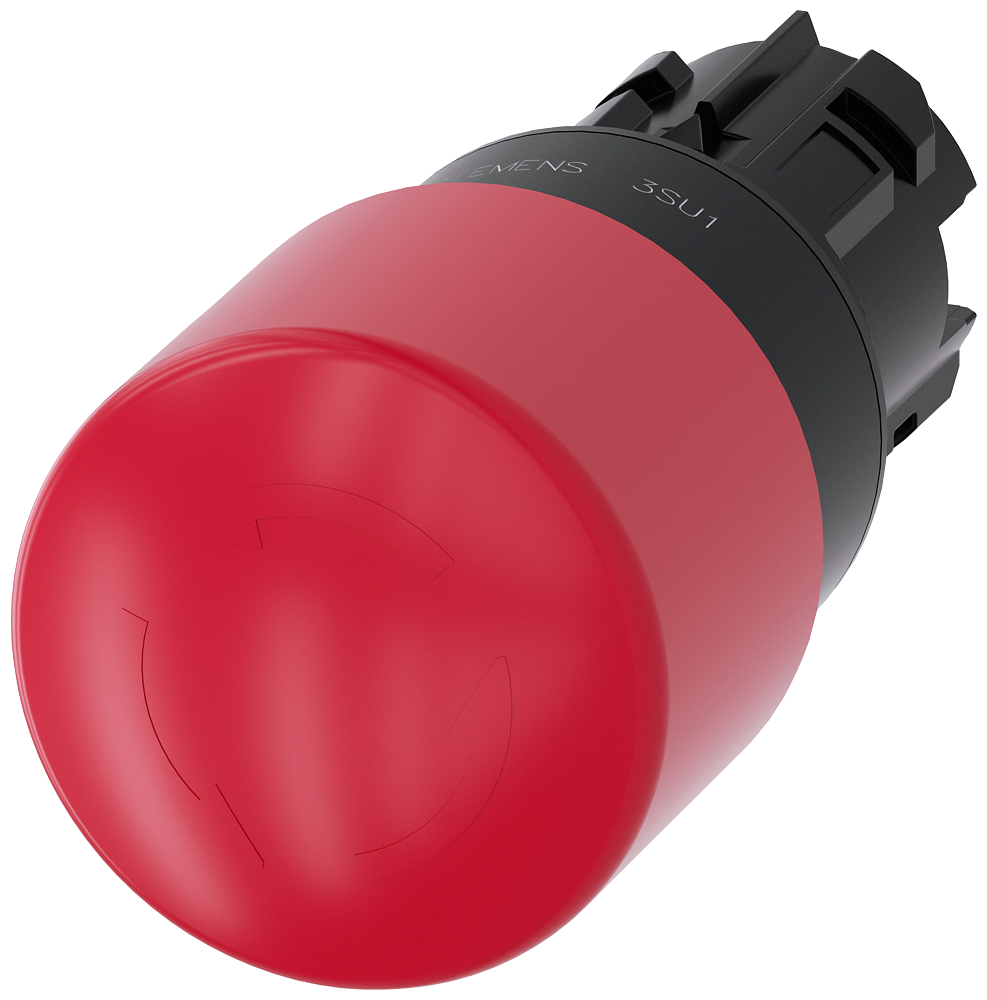 Siemens 3SU1000-1GB20-0AA0 SIRIUS ACT 22 mm Emergency Stop Mushroom Pushbutton Red Rotate-to-Unlatch