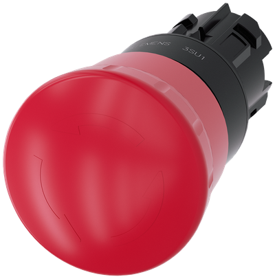 Siemens 3SU1000-1HB20-0AA0 SIRIUS ACT Emergency Stop Mushroom Pushbutton, 40 mm Red, Rotate-to-Unlatch