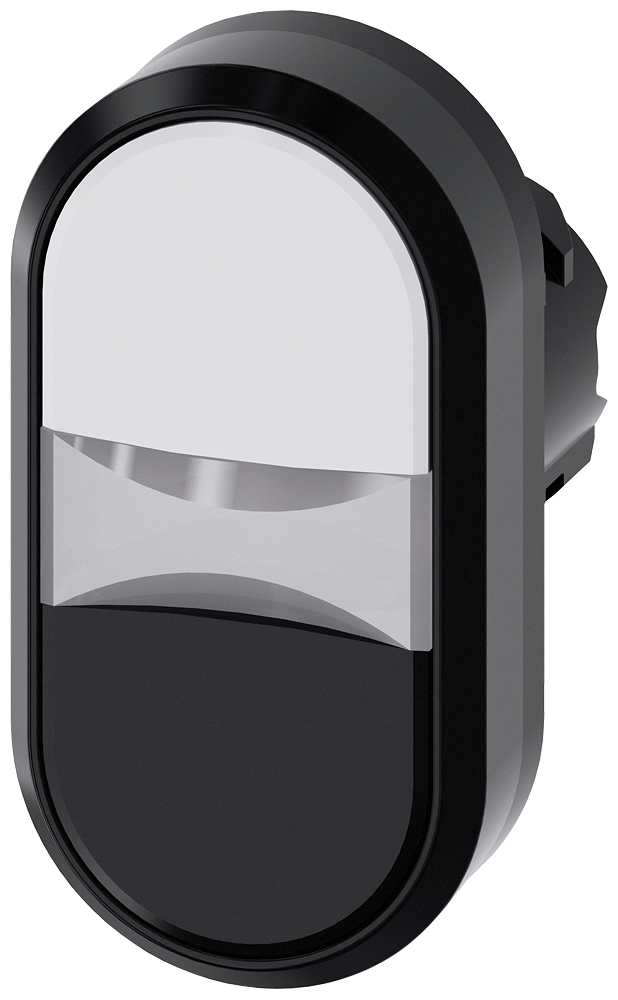 Siemens SIRIUS Twin pushbutton, 22 mm, round, plastic, white, black, pushbuttons, flat (3SU1000-3AB61-0AA0)