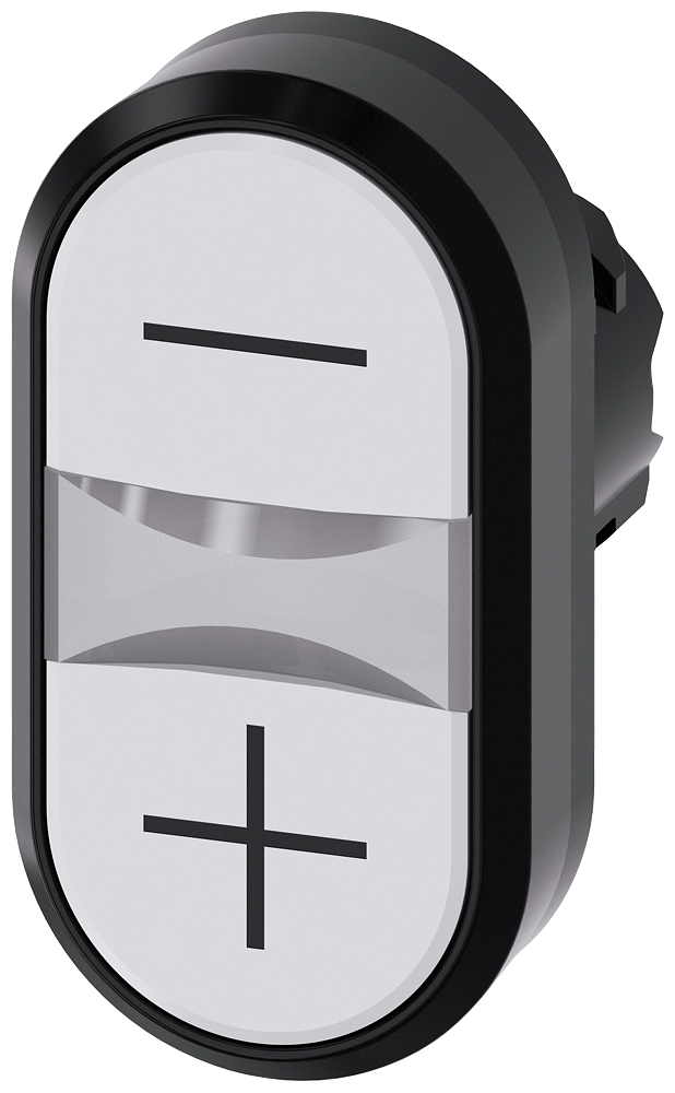 Siemens SIRIUS Twin pushbutton, 22 mm, round, plastic, white: -, white: +, pushbuttons, flat (3SU1000-3AB66-0AL0)