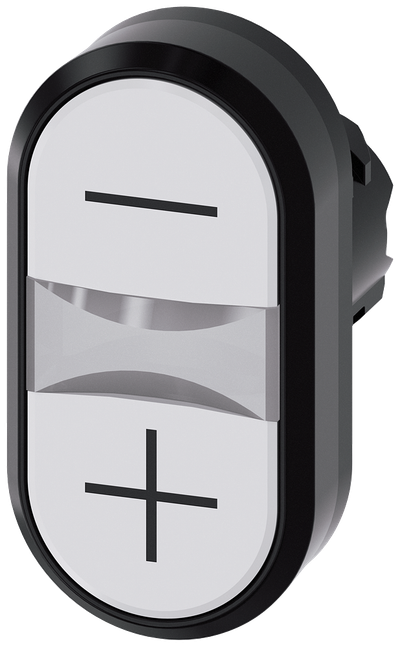 Siemens SIRIUS Twin pushbutton, 22 mm, round, plastic, white: -, white: +, pushbuttons, flat