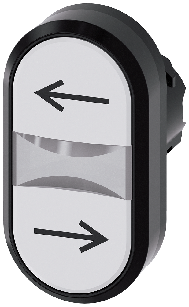 Siemens SIRIUS Twin pushbutton, 22 mm, round, plastic, white: arrow pointing left, white: Arrow pointing right, pushbuttons, flat (3SU1000-3AB66-0AM0)