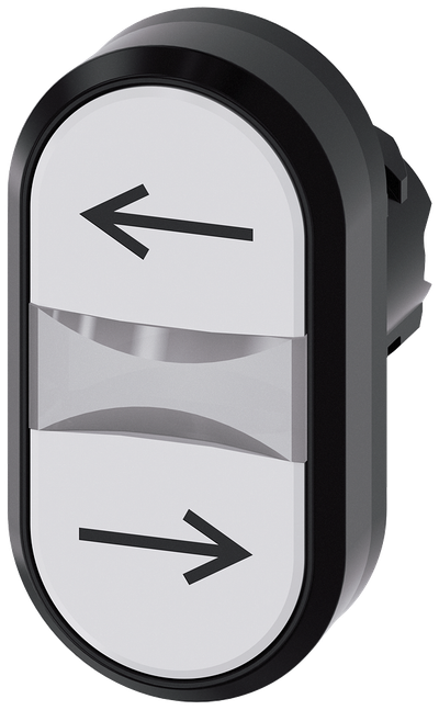 Siemens SIRIUS Twin pushbutton, 22 mm, round, plastic, white: arrow pointing left, white: Arrow pointing right, pushbuttons, flat