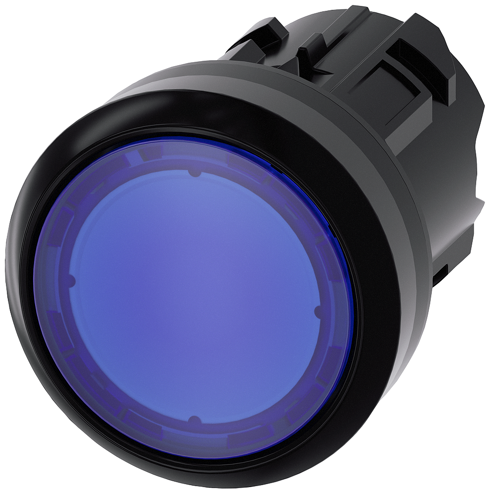 Siemens SIRIUS Illuminated pushbutton, 22 mm, round, plastic, blue, pushbutton, flat momentary contact type (3SU1001-0AB50-0AA0)