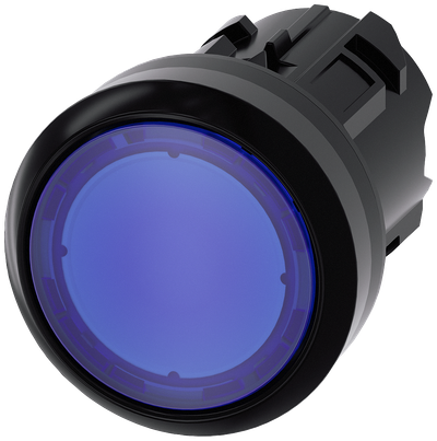 Siemens SIRIUS Illuminated pushbutton, 22 mm, round, plastic, blue, pushbutton, flat momentary contact type