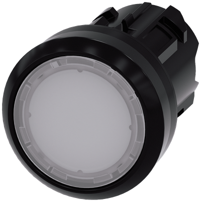 Siemens SIRIUS Illuminated pushbutton, 22 mm, round, plastic, white, pushbutton, flat momentary contact type
