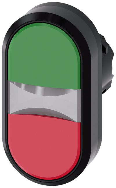 Siemens SIRIUS Illuminated twin pushbutton, 22 mm, round, plastic, green, red, pushbuttons, flat
