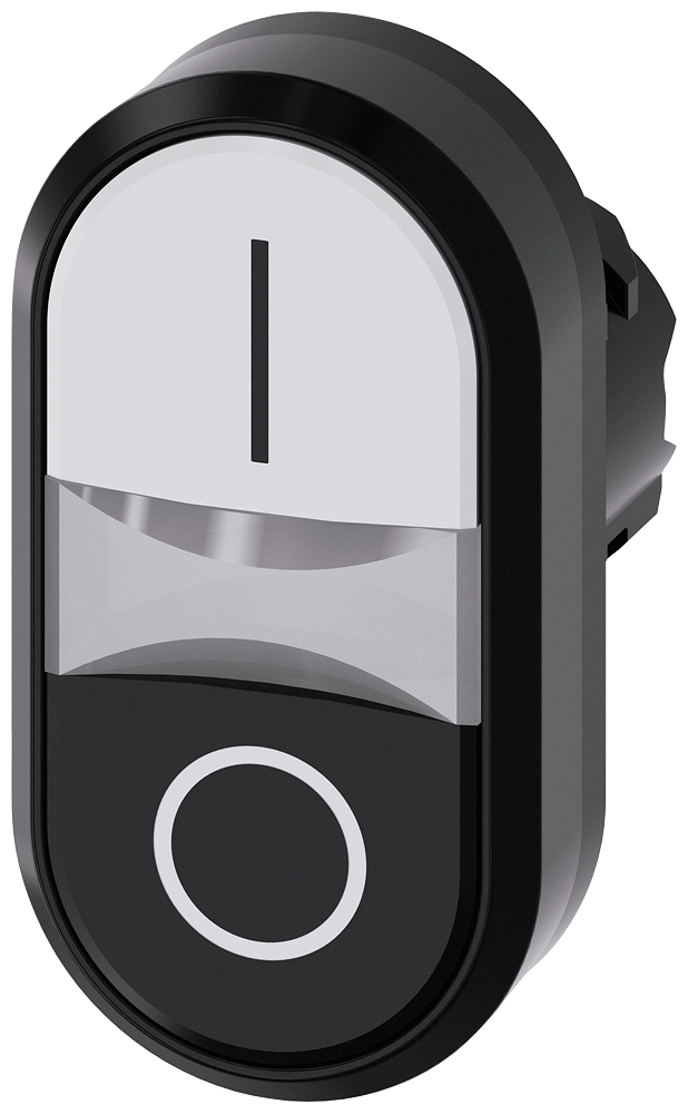 Siemens SIRIUS Illuminated twin pushbutton, 22 mm, round, plastic, white: I, Black: O, pushbuttons, flat (3SU1001-3AB61-0AK0)