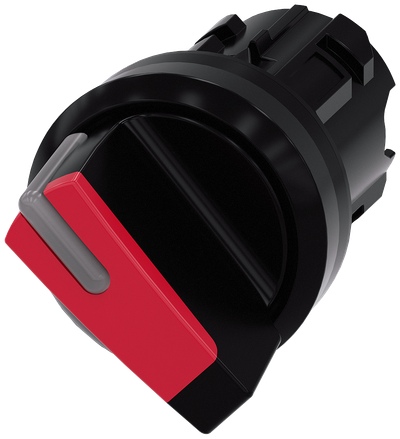 Siemens SIRIUS Selector switch, illuminable, 22 mm, round, plastic, red, selector switch, short, 2 switch positions O<I, momentary contact type, Actuating angle 45°, 10:30H/12H