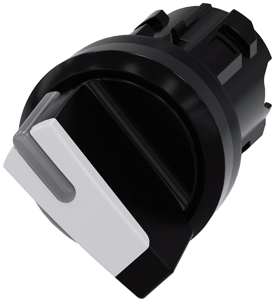 Siemens SIRIUS Selector switch, illuminable, 22 mm, round, plastic, white, selector switch, short, 2 switch positions O<I, momentary contact type, Actuating angle 45°, 10:30H/12H (3SU1002-2BC60-0AA0)