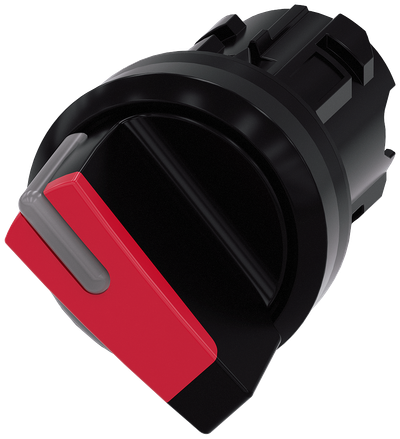 Siemens SIRIUS Selector switch, illuminable, 22 mm, round, plastic, red, selector switch, short, 2 switch positions O-I, latching, actuating angle 90°, 10:30H/13:30H