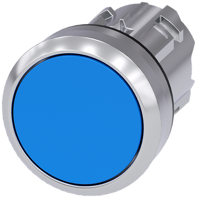 Siemens SIRIUS Pushbutton, 22 mm, round, metal, shiny, blue, pushbutton, flat momentary contact type