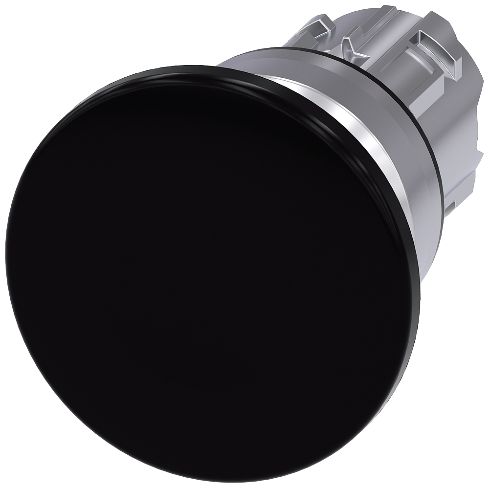 Siemens SIRIUS Mushroom pushbutton, 22 mm, round, metal, shiny, black, 40 mm, momentary contact type (3SU1050-1BD10-0AA0)