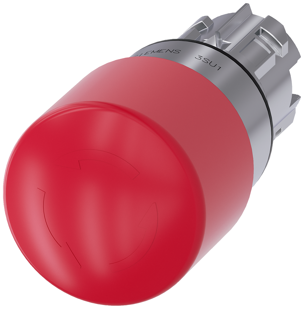 Siemens 3SU1050-1GB20-0AA0 SIRIUS ACT Emergency-Stop Mushroom Pushbutton, 22 mm, Metal, Red