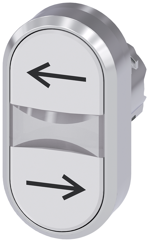 Siemens SIRIUS ACT Twin pushbutton, 22 mm, round, metal, shiny, white: arrow pointing left, white: Arrow pointing right, pushbuttons, flat (3SU1050-3AB66-0AM0)