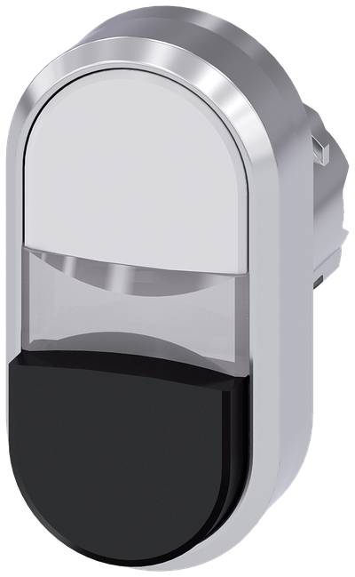 Siemens SIRIUS Twin pushbutton, 22 mm, round, metal, shiny, white, black, pushbuttons, flat and raised
