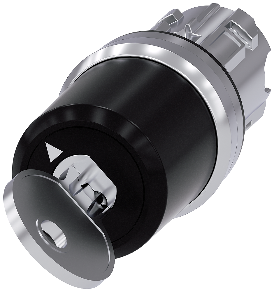 Siemens SIRIUS Siemens keyswitch, C, 22 mm, round, metal, shiny, lock number S-10-CG, with 2 keys, 2 switch positions O-I, latching, actuating angle 90°, 10:30H/13:30H, key removal O+I (3SU1050-5BF11-0AA0)