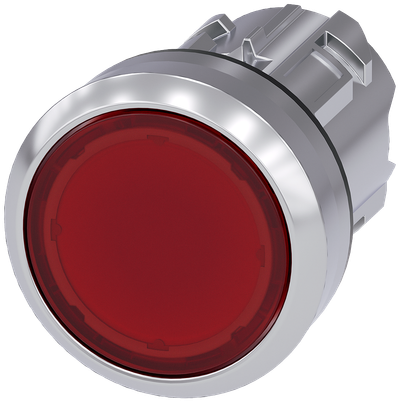 Siemens SIRIUS Illuminated pushbutton, 22 mm, round, metal, shiny, red, pushbutton, flat, momentary contact type