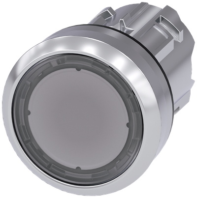 Siemens SIRIUS Illuminated pushbutton, 22 mm, round, metal, shiny, clear, pushbutton, flat, momentary contact type