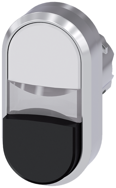 Siemens SIRIUS Illuminated twin pushbutton, 22 mm, round, metal, shiny, white, black, pushbuttons, flat and raised