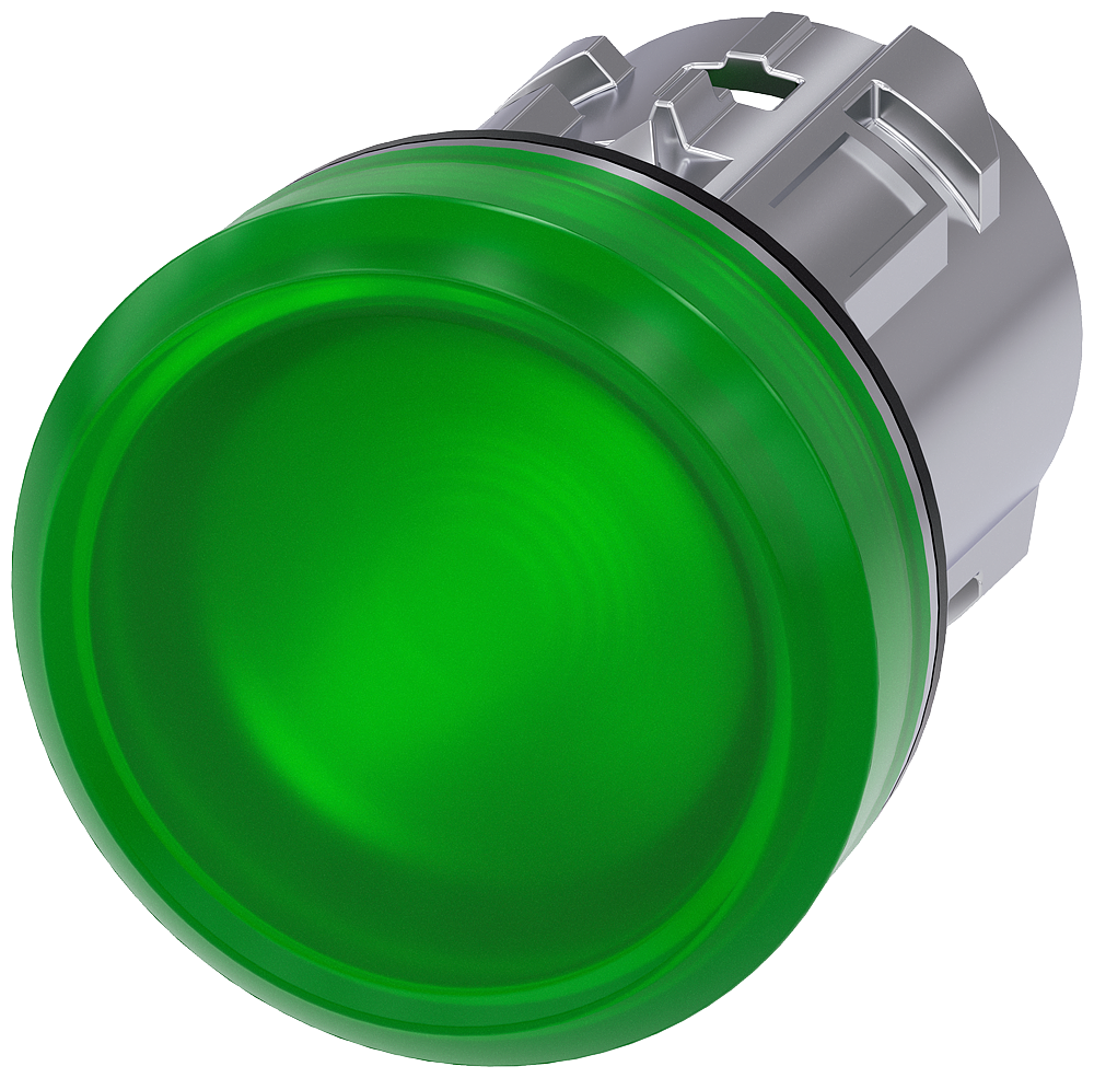 Siemens SIRIUS ACT Indicator lights, 22 mm, round, metal, shiny, green, lens, smooth (3SU1051-6AA40-0AA0)