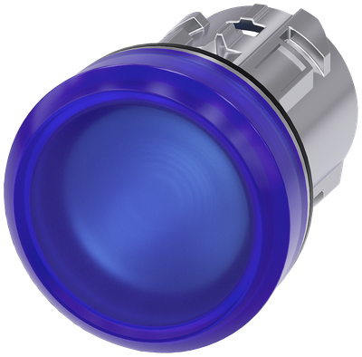 Siemens SIRIUS Indicator lights, 22 mm, round, metal, shiny, blue, lens, smooth