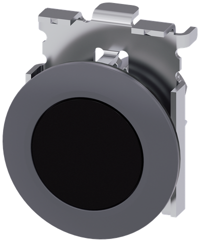 Siemens SIRIUS Pushbutton, 30 mm, round, metal, matte, black, front ring for flush installation, momentary contact type