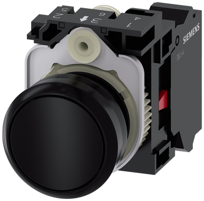 Siemens SIRIUS Pushbutton, Black, 22 mm, 1 NC, Spring Terminal
