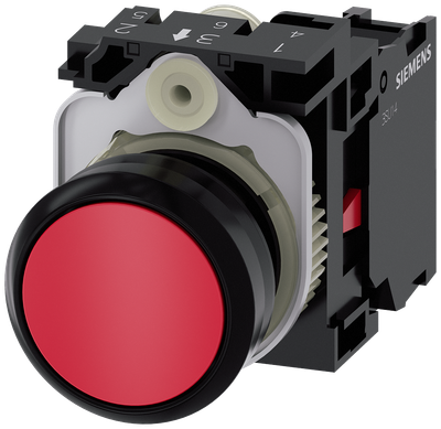 Siemens SIRIUS ACT Pushbutton 22mm Red Momentary 1NC Screw Terminal 3SU1100-0AB20-1CA0