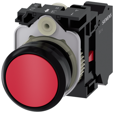 Siemens 3SU1100-0AB20-3CA0 SIRIUS ACT Pushbutton 22 mm Red, 1 NC, Spring Terminal