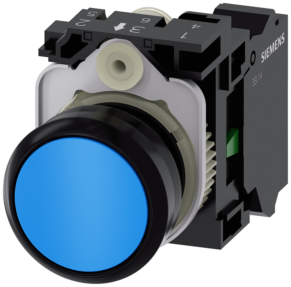 Siemens SIRIUS ACT Blue Plastic Pushbutton 22 mm 1 NO Spring Terminal