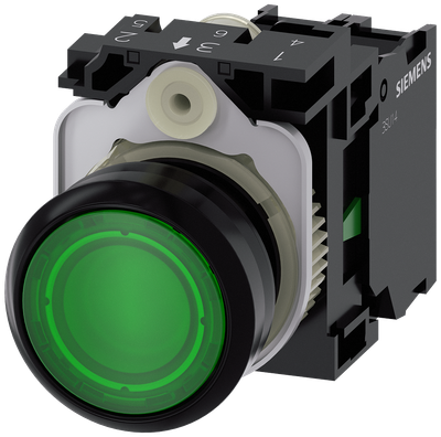 Siemens SIRIUS Illuminated Pushbutton Green 22 mm 24 V AC/DC
