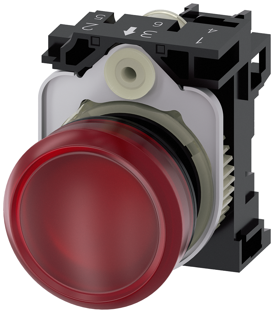 Siemens 3SU1102-6AA20-1AA0 SIRIUS ACT Indicator Light 22 mm, Red LED 24 V AC/DC