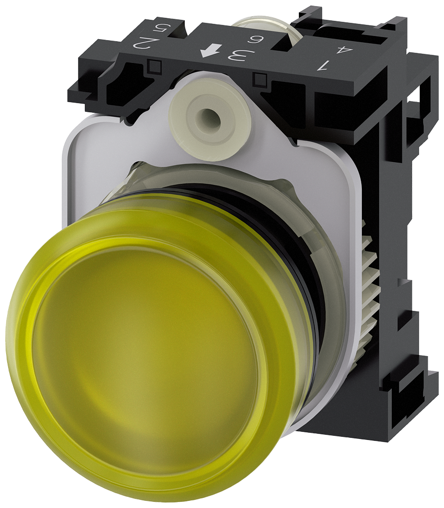 Siemens SIRIUS ACT Indicator Light 22mm Yellow Plastic LED 24V AC/DC 3SU1102-6AA30-1AA0
