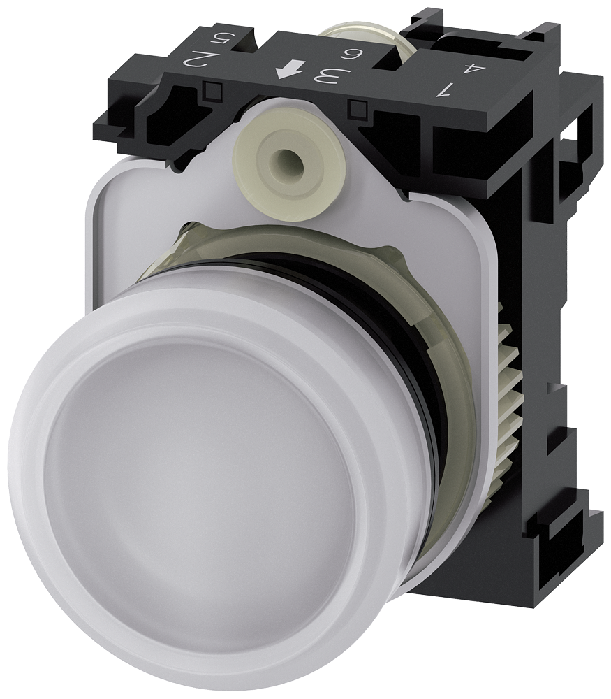 Siemens SIRIUS ACT Indicator Light 22mm White Plastic LED 24V AC/DC 3SU1102-6AA60-1AA0