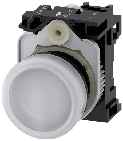 Siemens SIRIUS ACT Indicator Light 22mm White Plastic LED 24V AC/DC 3SU1102-6AA60-1AA0