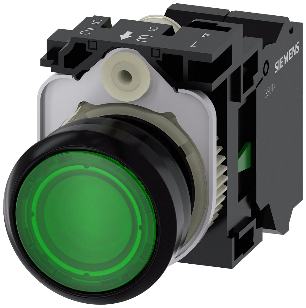 Siemens SIRIUS ACT 3SU1106-0AB40-3BA0 Illuminated Pushbutton 22 mm Green 1 NO