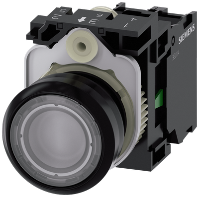 Siemens SIRIUS Illuminated Pushbutton, Clear, 22 mm, 1 NO, 230 V AC (3SU1106-0AB70-1BA0)