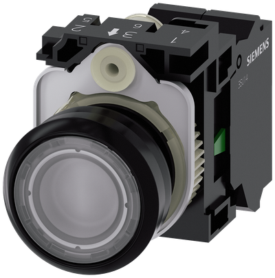Siemens SIRIUS Illuminated Pushbutton, Clear, 22 mm, 1 NO, 230 V AC (3SU1106-0AB70-3BA0)