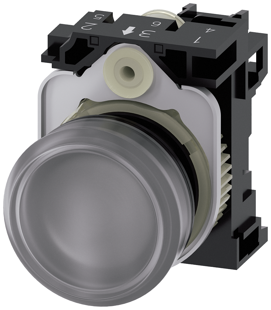 Siemens SIRIUS Indicator lights, 22 mm, round, plastic, clear, lens, smooth, with holder, LED module, with integrated LED 230 V AC, screw terminal (3SU1106-6AA70-1AA0)