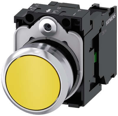 Siemens SIRIUS Metal Pushbutton, Yellow, 1 NO, Screw Terminal